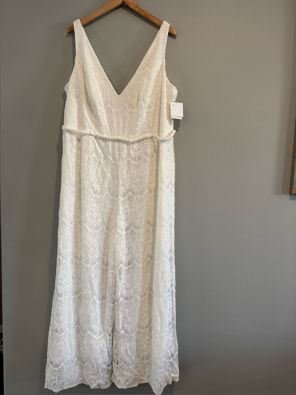 DB Studio Elegant Lace Wide-Leg Bridal Jumpsuit 22W NEW $279 - Picture 2 of 7